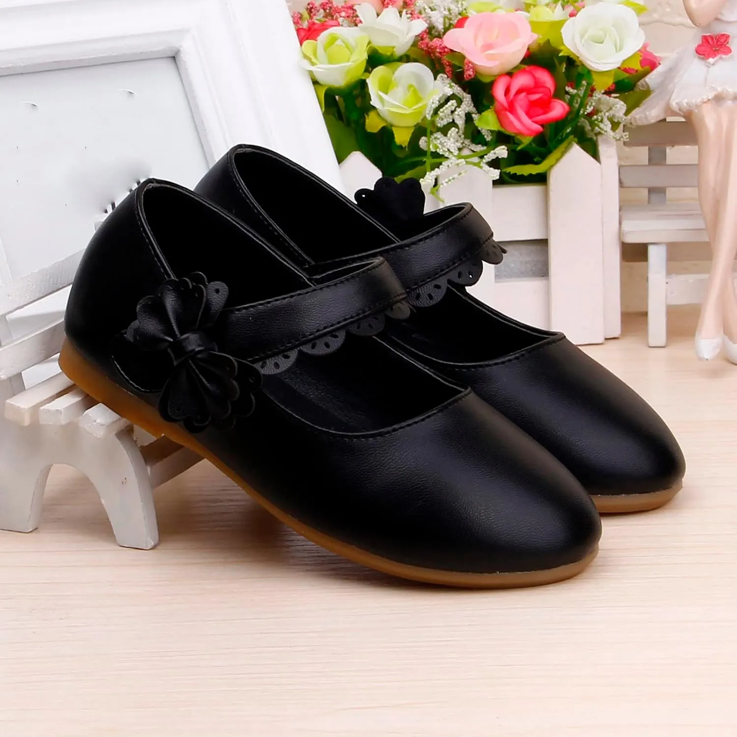 Kids Mary Jane Shoes Toddler Girls Anti-Slip Rubber Soft Sole Closed Toe Flat Princess Wedding Dress Shoes
