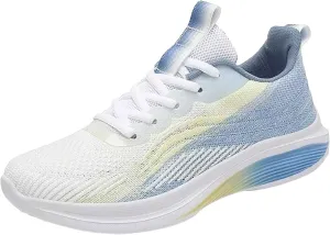 Ladies Mesh Breathable Non Slip Casual Walking Shoes Simple Comfortable Lighweight Sneakers Low Top Soft Sole Solid Color Outdoor Sports Shoes for Women