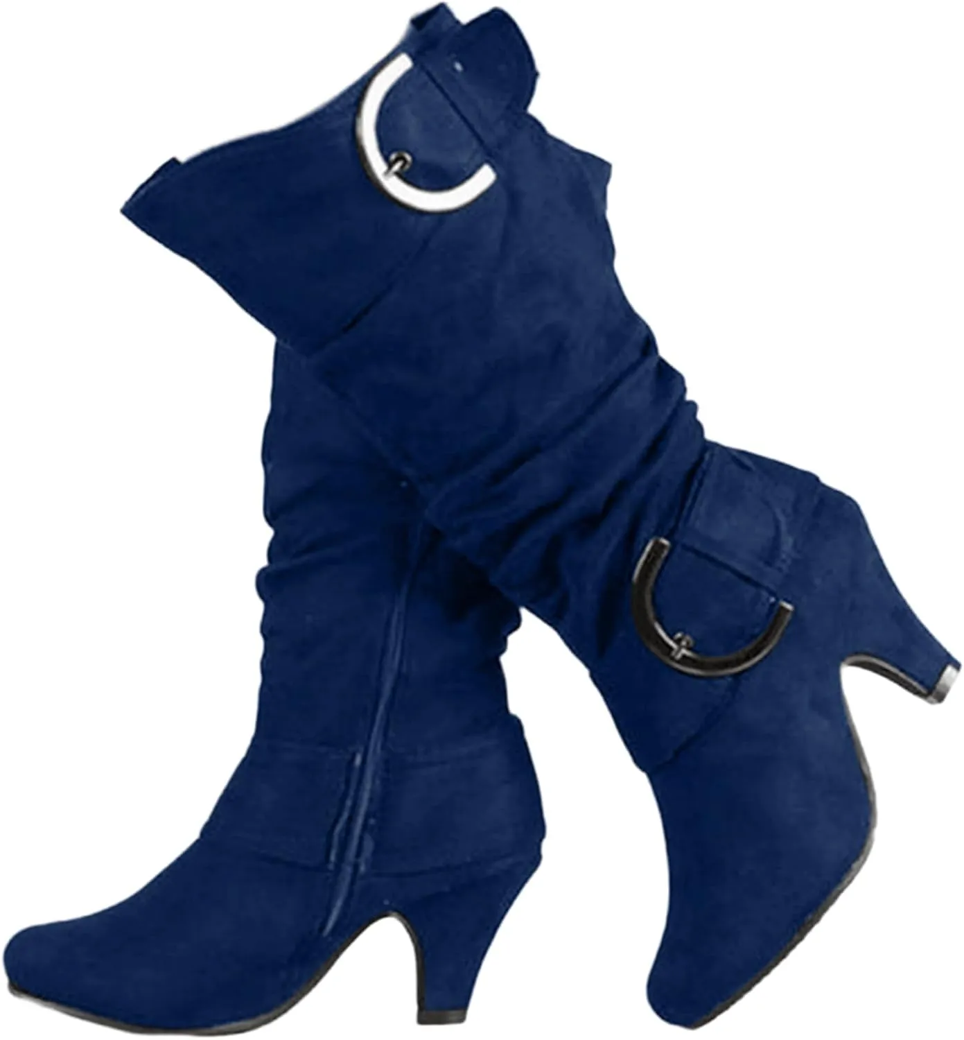 Ladmiple Fall Boots Women Knee High Wide Calf Chunky Stacked Low Block Heels Lace Up Classic Vintage Sexy Dress Shoes