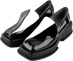 Loafers for Women Spring Autumn Leather Chunky Heel Platform Loafers for Women - British Style Slip On Square Toe Shoes in Mixed Colors