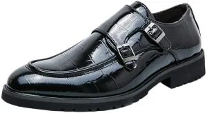 Luxury Men's Brogue Shoes, Leather Formal Dress Shoes for Business, Wedding, Italian Style Suits, Brown Men's Oxfords, Double Buckle Casual Shoes