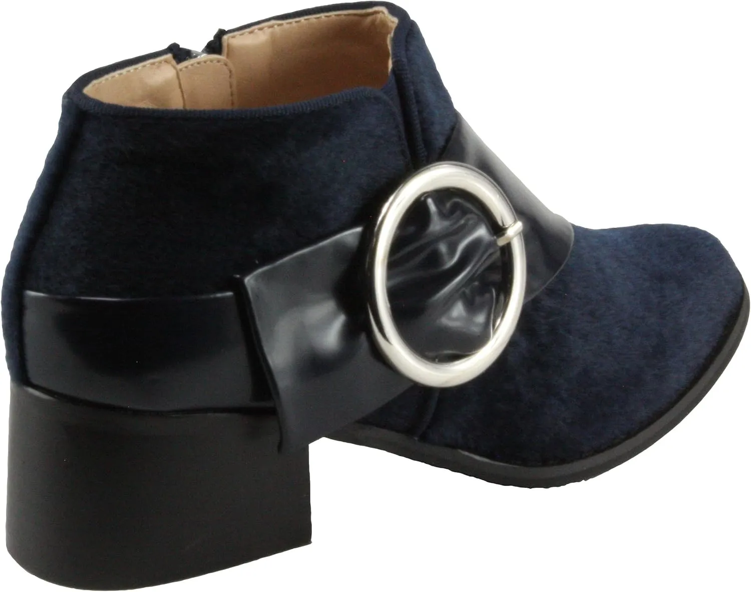 MackinJ Women's Faux Fur Pointed-Toe Mid Block Heel Ankle Dress Boots(108-7)