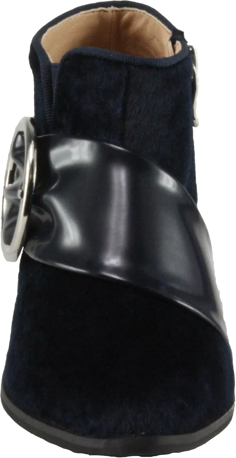 MackinJ Women's Faux Fur Pointed-Toe Mid Block Heel Ankle Dress Boots(108-7)