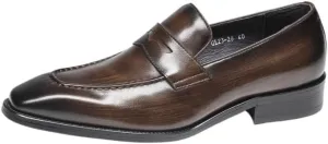 Men Party Shoes Leather Office Round Toe Casual Non Slip Low Top Block Heel Anti-Slip Dress Slip-on