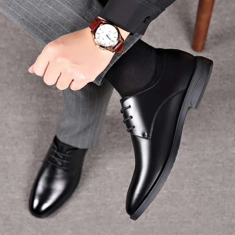 Men's Business Oxfords Fashion Plain Toe Lace up Low Top Formal Comfortable Office Derby Shoes