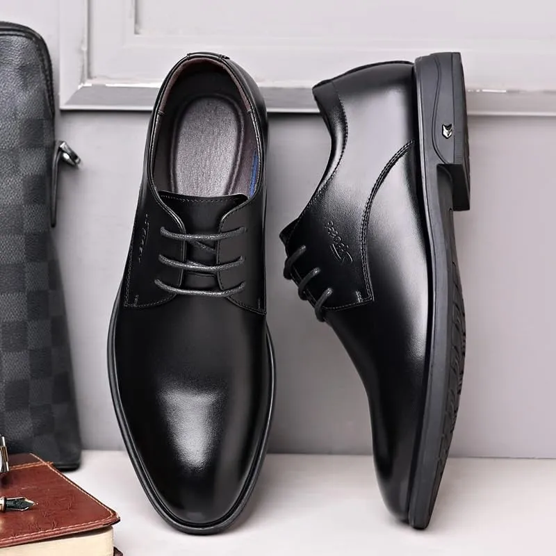 Men's Business Oxfords Fashion Plain Toe Lace up Low Top Formal Comfortable Office Derby Shoes