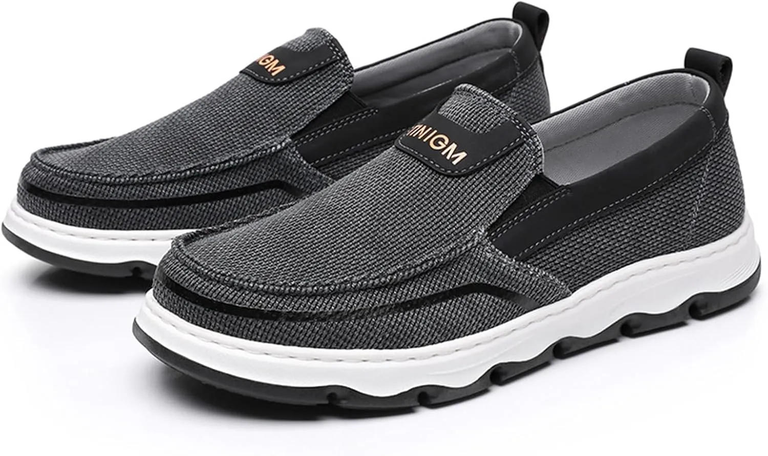 Men's Canvas Breathable Slip On Loafers Fashion Flat Anti-Slip Driving Sport Shoes Casual Soft Sole Comfort Outdoor Walking Boat Shoes
