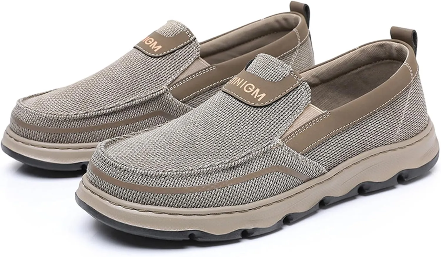 Men's Canvas Breathable Slip On Loafers Fashion Flat Anti-Slip Driving Sport Shoes Casual Soft Sole Comfort Outdoor Walking Boat Shoes