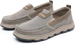 Men's Canvas Breathable Slip On Loafers Fashion Flat Anti-Slip Driving Sport Shoes Casual Soft Sole Comfort Outdoor Walking Boat Shoes