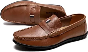 Men's Casual Leather Loafers Light Walking Shoes Fashion Slip-On Moccasins Comfortable Non-Slip Business British Driving Shoes