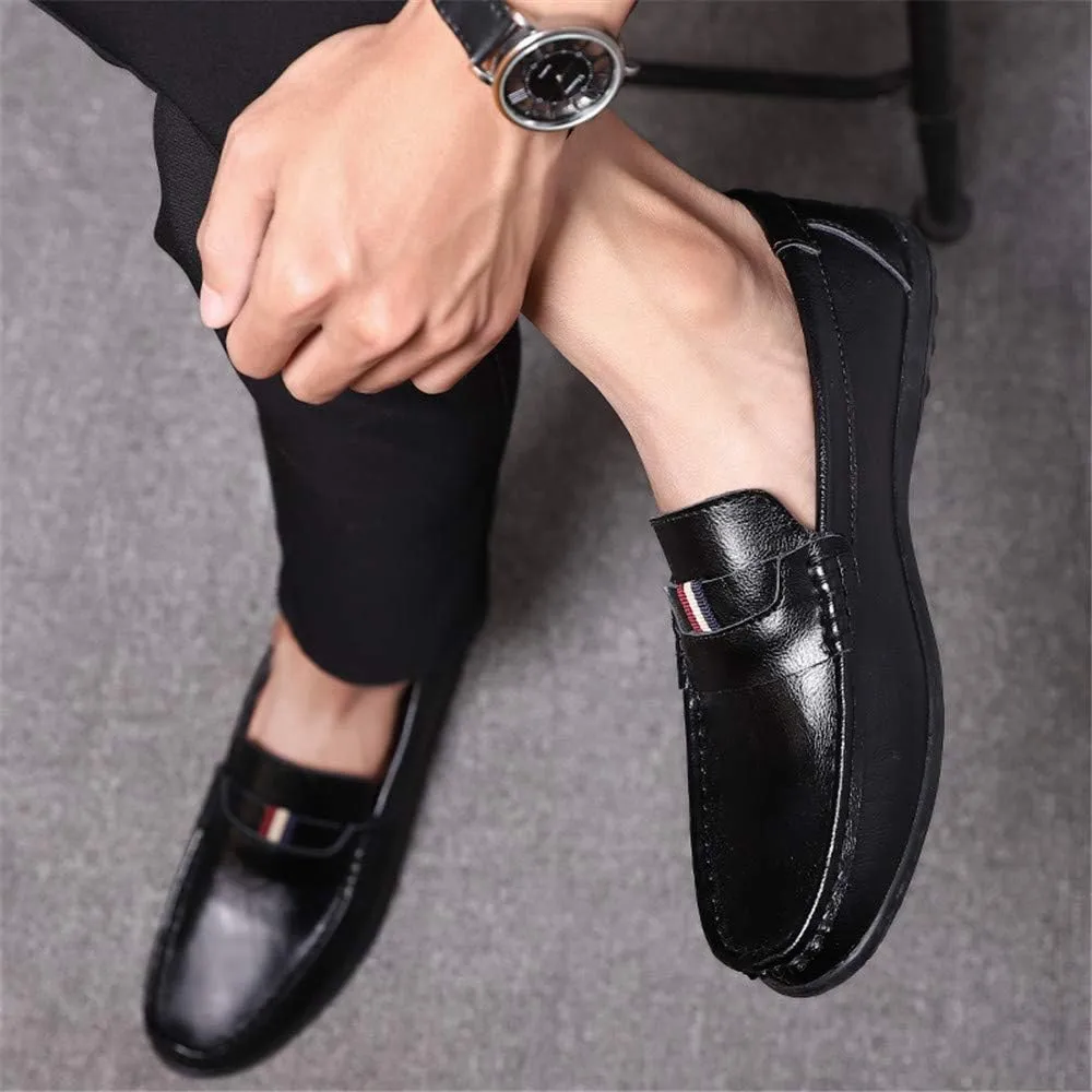 Men's Casual Leather Loafers Light Walking Shoes Fashion Slip-On Moccasins Comfortable Non-Slip Business British Driving Shoes