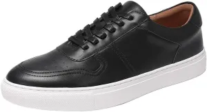 Men's Casual Shoes Fashion Plain Toe Lace up Low Top Formal Business Office Derby Shoes Daily Non-Slip Soft Sole Shoes(Black,7)