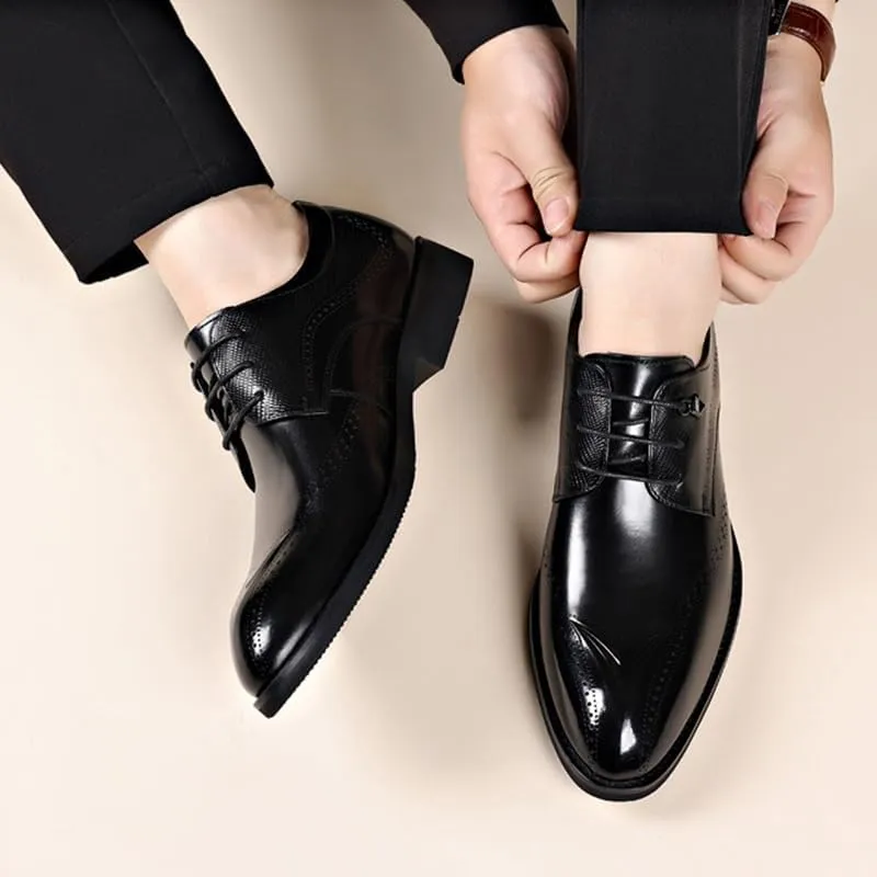 Mens Derby Shoes Non-Slip Comfortable Round Toe Lace Up Loafers Fashion Business Casual Men's Dress Shoes