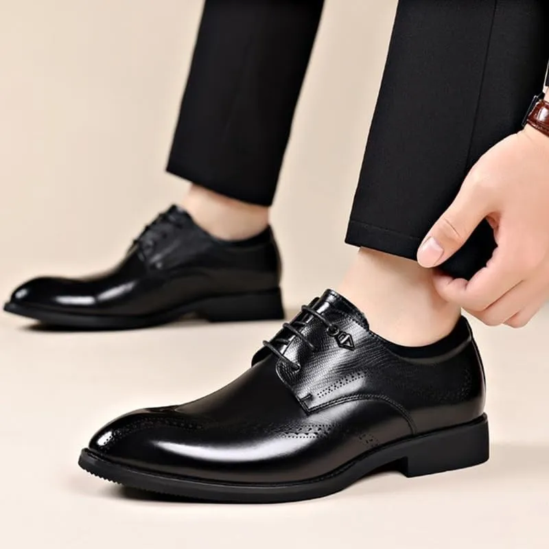 Mens Derby Shoes Non-Slip Comfortable Round Toe Lace Up Loafers Fashion Business Casual Men's Dress Shoes