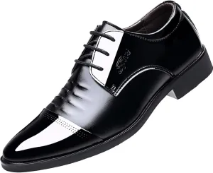 Men's Dress Shoes Fashion Patent Leather Oxfords Classic Lace-up Formal Shoes Business Wedding Derby Shoes