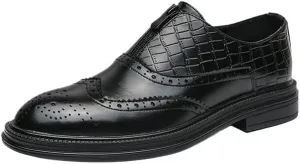 Men's Fashion British Style Business Leather Shoes, Formal Office Dress Brogue Shoes, Platform Black Shoes for Casual and Leisure Wear