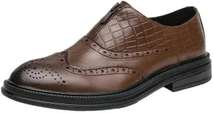 Men's Fashion British Style Business Leather Shoes, Formal Office Dress Brogue Shoes, Platform Black Shoes for Casual and Leisure Wear