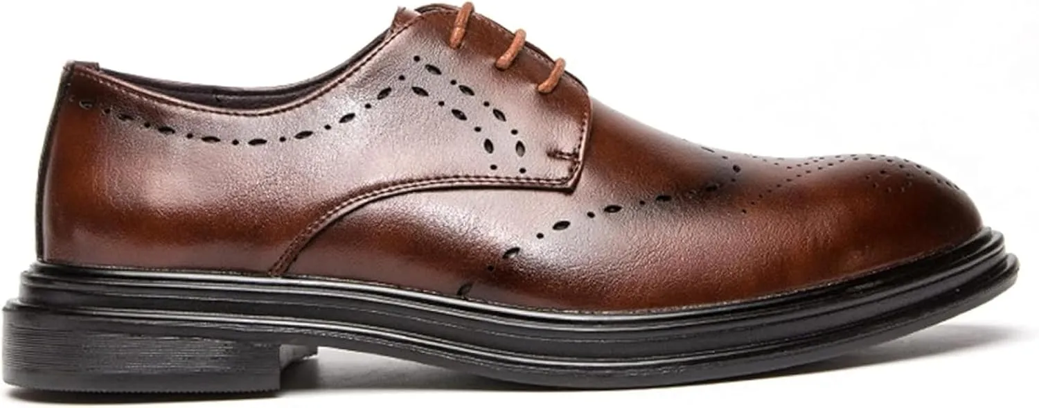 Men's Formal Business Shoes, Gentlemen's Banquet Dress Shoes, Pointed Brogue Shoes, Autumn and Winter Casual Leather Office Shoes