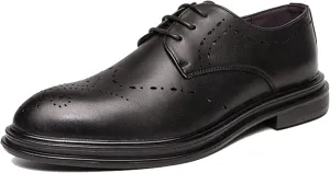 Men's Formal Business Shoes, Gentlemen's Banquet Dress Shoes, Pointed Brogue Shoes, Autumn and Winter Casual Leather Office Shoes