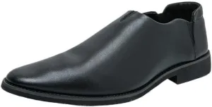 Men's Genuine Leather Brogue Shoes, Casual Formal Work Dress Slip-On Loafers, Height Increasing Black Leather Shoes for Men
