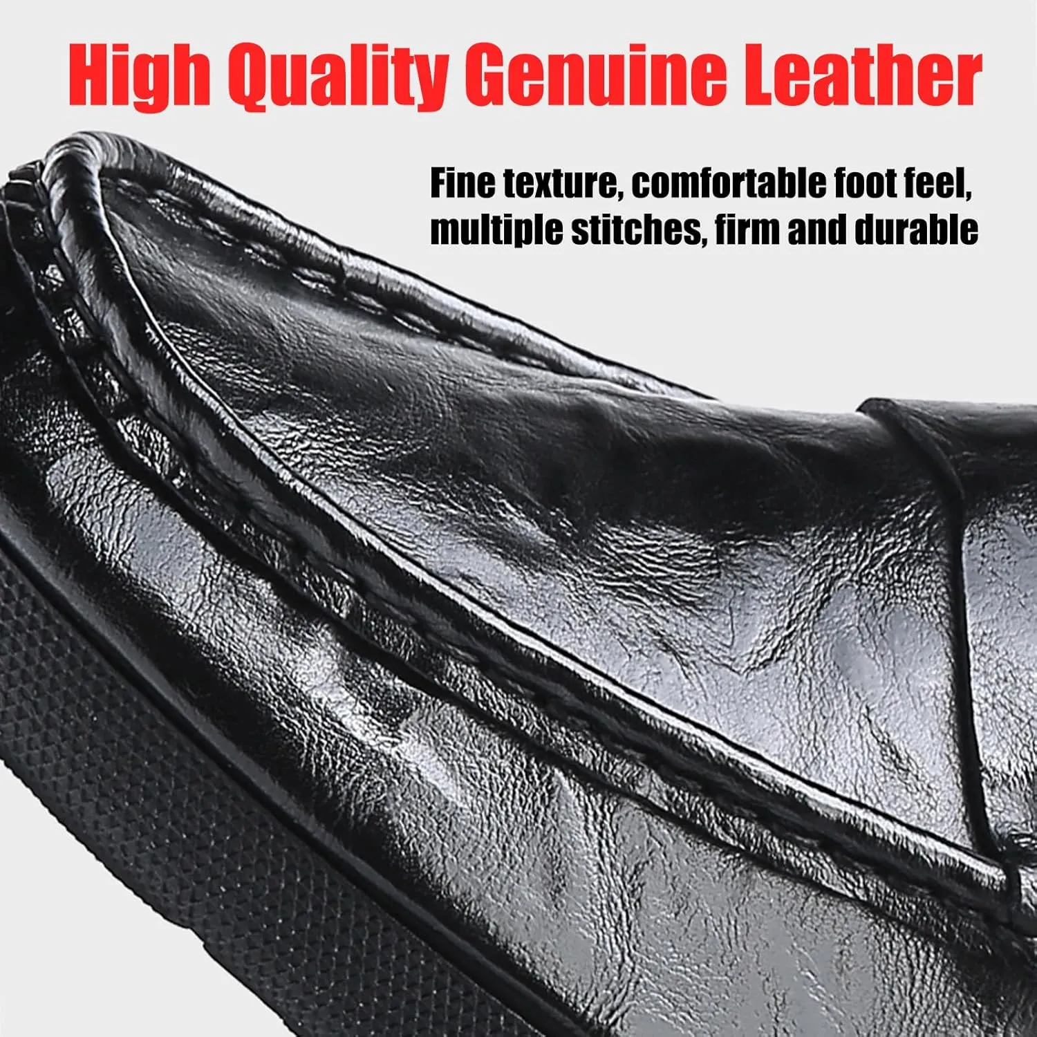 Men's Genuine Leather Casual Loafers,Slip On Comfort Non-Slip Soft Sole Driving Walking Flat Shoes Moccasin Shoes