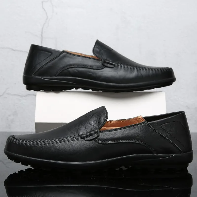 Men's Genuine Leather Casual Slip on Loafers Breathable Driving Shoes Fashion Slipper Men Oxfords