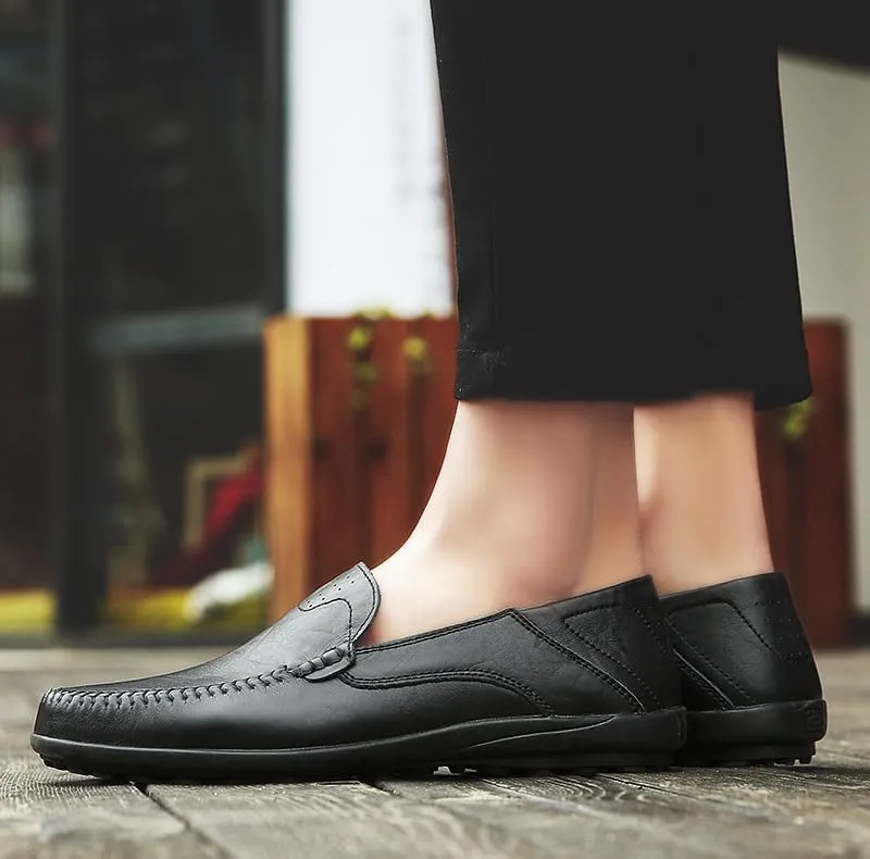 Men's Genuine Leather Casual Slip on Loafers Breathable Driving Shoes Fashion Slipper Men Oxfords