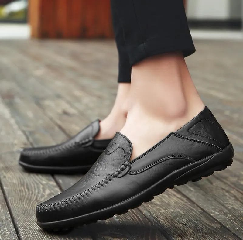 Men's Genuine Leather Casual Slip on Loafers Breathable Driving Shoes Fashion Slipper Men Oxfords