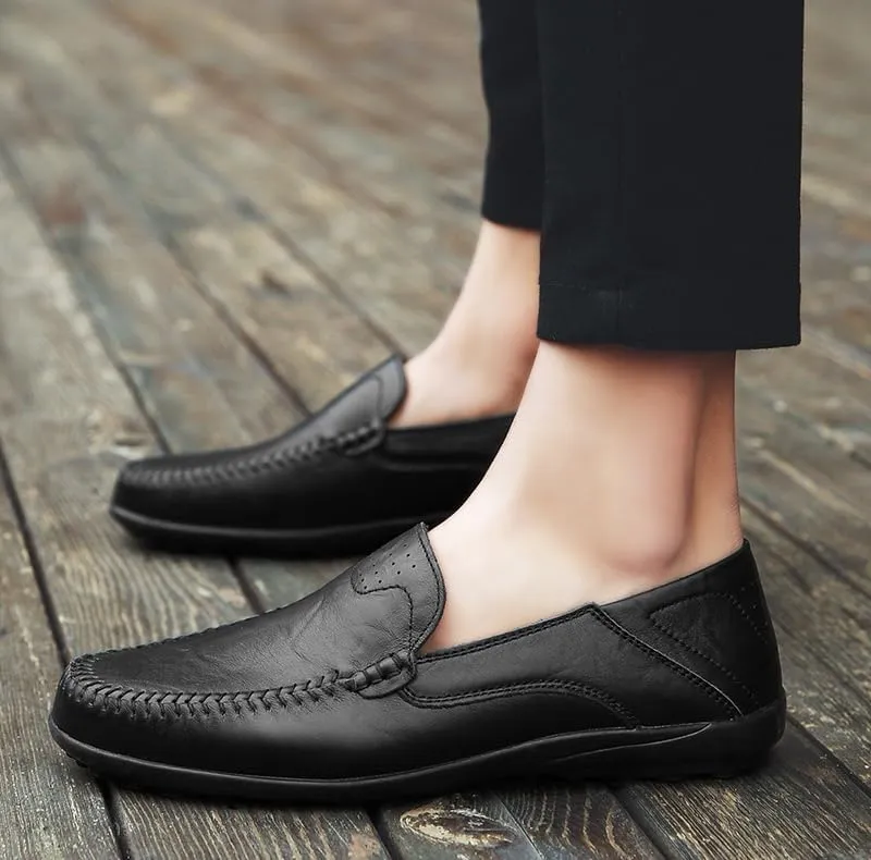 Men's Genuine Leather Casual Slip on Loafers Breathable Driving Shoes Fashion Slipper Men Oxfords