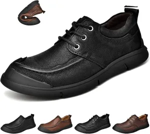 Men's Genuine Leather Slip On Casual Loafers Comfortable Soft Sole Lightweight Non-Slip Driving Walking Shoes Mocasines