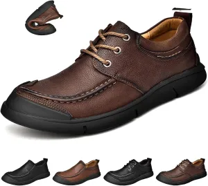 Men's Genuine Leather Slip On Casual Loafers Comfortable Soft Sole Lightweight Non-Slip Driving Walking Shoes Mocasines