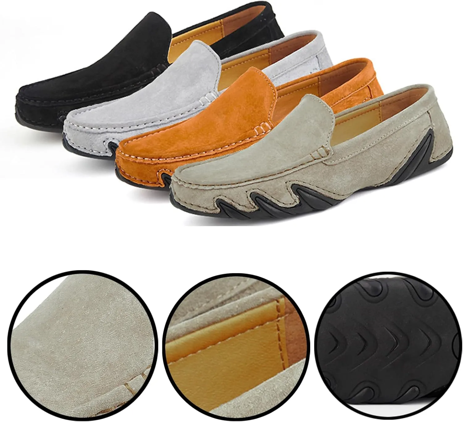 Men'S Handmade Suede Penny Loafer Shoes,Non Slip Soft Sole Slip-On Moccasin Casual Shoes,Comfortable Business Work Walking Driving Shoes