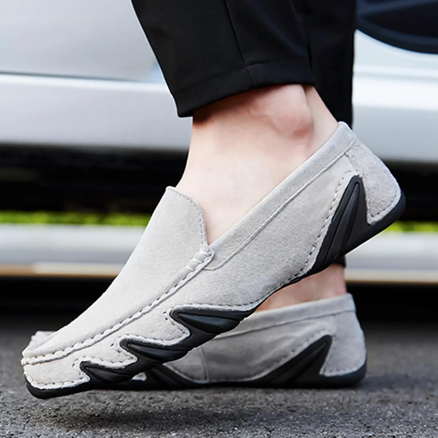 Men'S Handmade Suede Penny Loafer Shoes,Non Slip Soft Sole Slip-On Moccasin Casual Shoes,Comfortable Business Work Walking Driving Shoes