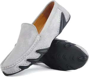 Men'S Handmade Suede Penny Loafer Shoes,Non Slip Soft Sole Slip-On Moccasin Casual Shoes,Comfortable Business Work Walking Driving Shoes