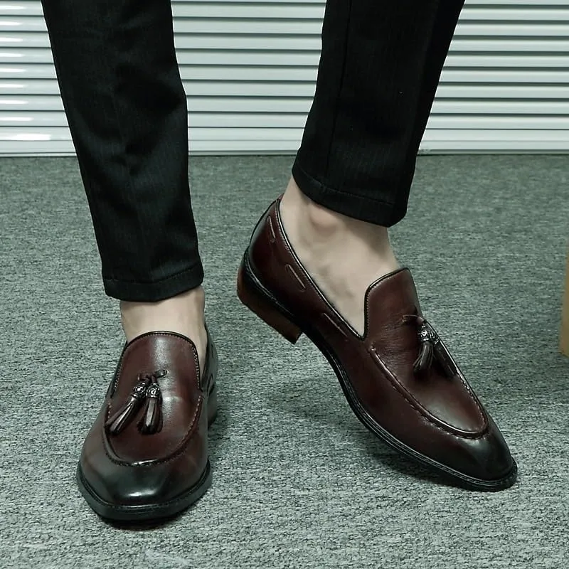 Mens Hands Free Shoes Casual Slip on Loafers Tassel Brogues Casual Lightweight Soft Non Slip Walking Shoes for Driving Daily Work Office