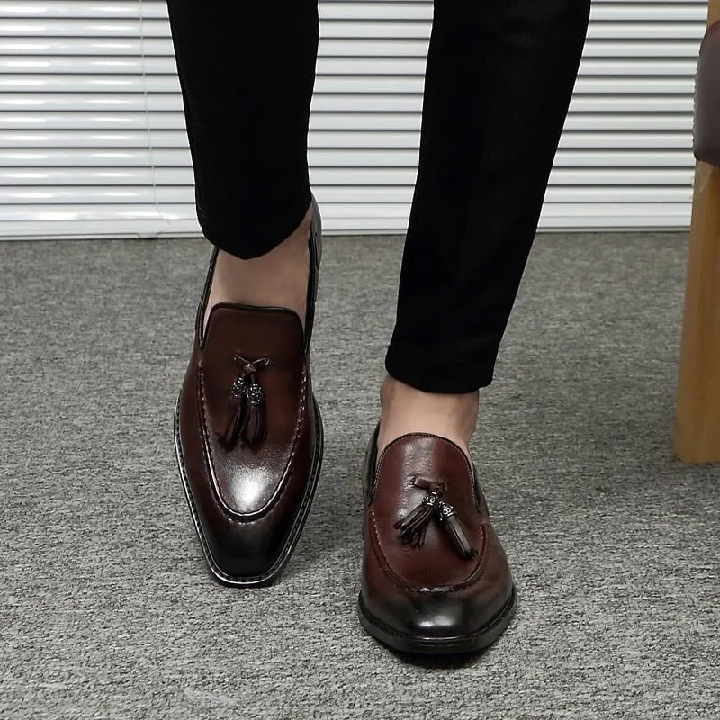 Mens Hands Free Shoes Casual Slip on Loafers Tassel Brogues Casual Lightweight Soft Non Slip Walking Shoes for Driving Daily Work Office