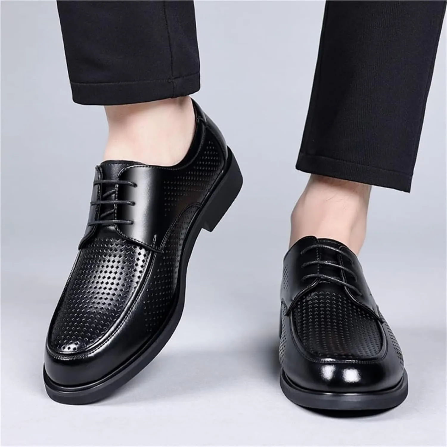 Men's Leather Breathable Oxford Dress Shoes, Comfortable Business Shoes