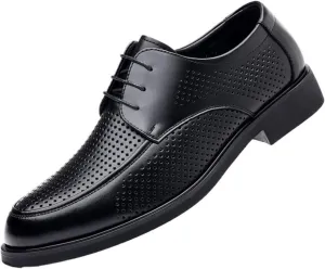 Men's Leather Breathable Oxford Dress Shoes, Comfortable Business Shoes