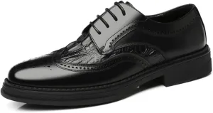 Men's Leather Lace-up Formal Dress Oxfords Shoes Carved Brogue Shoes Business Shoes Tuxedo Wedding Shoes