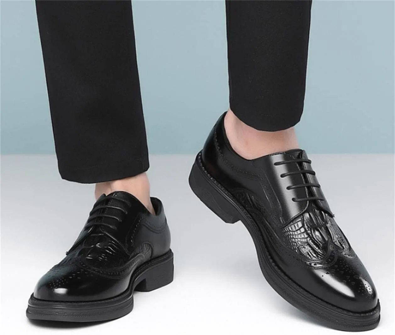 Men's Leather Lace-up Formal Dress Oxfords Shoes Carved Brogue Shoes Business Shoes Tuxedo Wedding Shoes