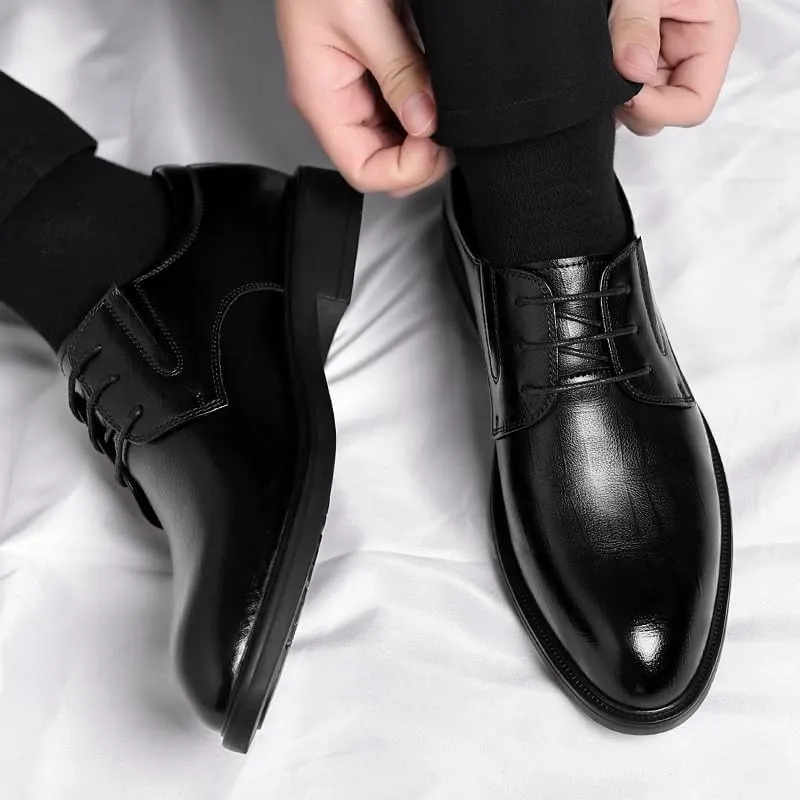 Mens Loafers Social Lightweight Leather Fashion Oxford Shoes Comfortable Non-Slip Low Top Business Work Shoes