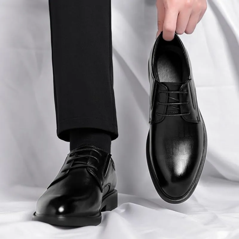 Mens Loafers Social Lightweight Leather Fashion Oxford Shoes Comfortable Non-Slip Low Top Business Work Shoes