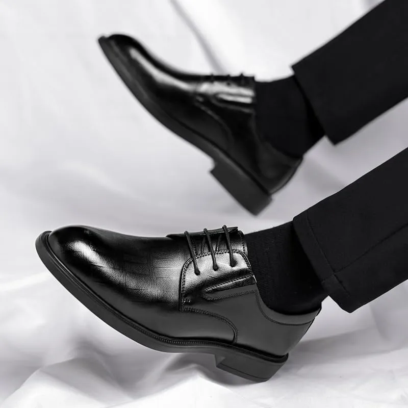 Mens Loafers Social Lightweight Leather Fashion Oxford Shoes Comfortable Non-Slip Low Top Business Work Shoes