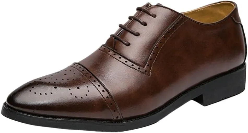 Men's Oxford Dress Shoes, Handmade Leather Brogue Shoes, Brown Formal Business Shoes for Work, Casual & Elegant Shoes for Wedding & Parties