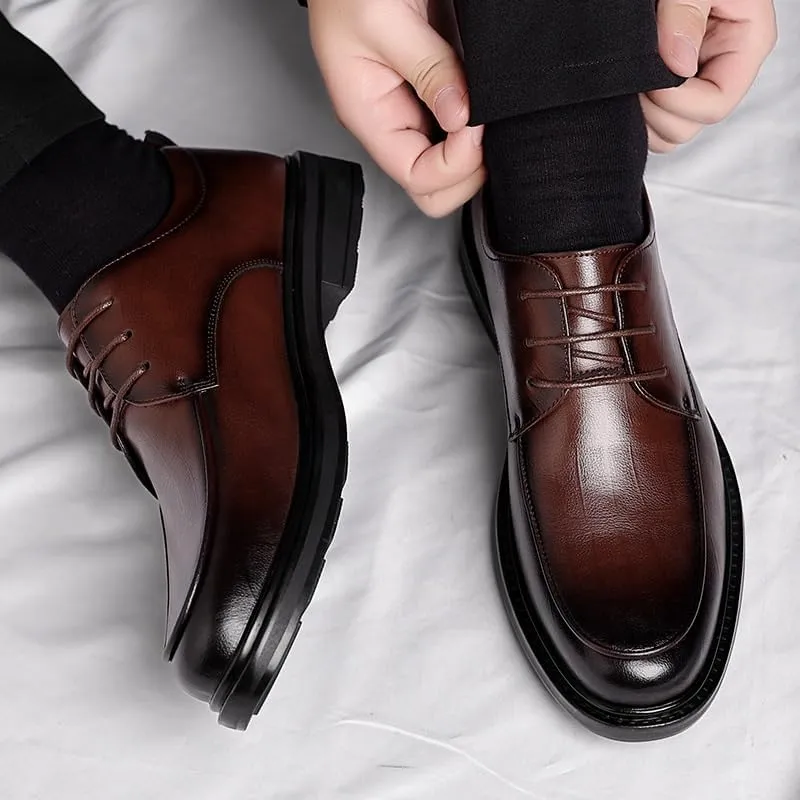 Mens Oxfords Shoes Party Men's Leather British Style Lace Up Wing Tip Dress Shoe Pointed Toe All-Day Comfort