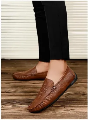 Mens Party Loafers Vegan Leather Business Comfor Round Toe Solid Color Office Non Slip Block Heel Anti-Slip Shoe Slip-on