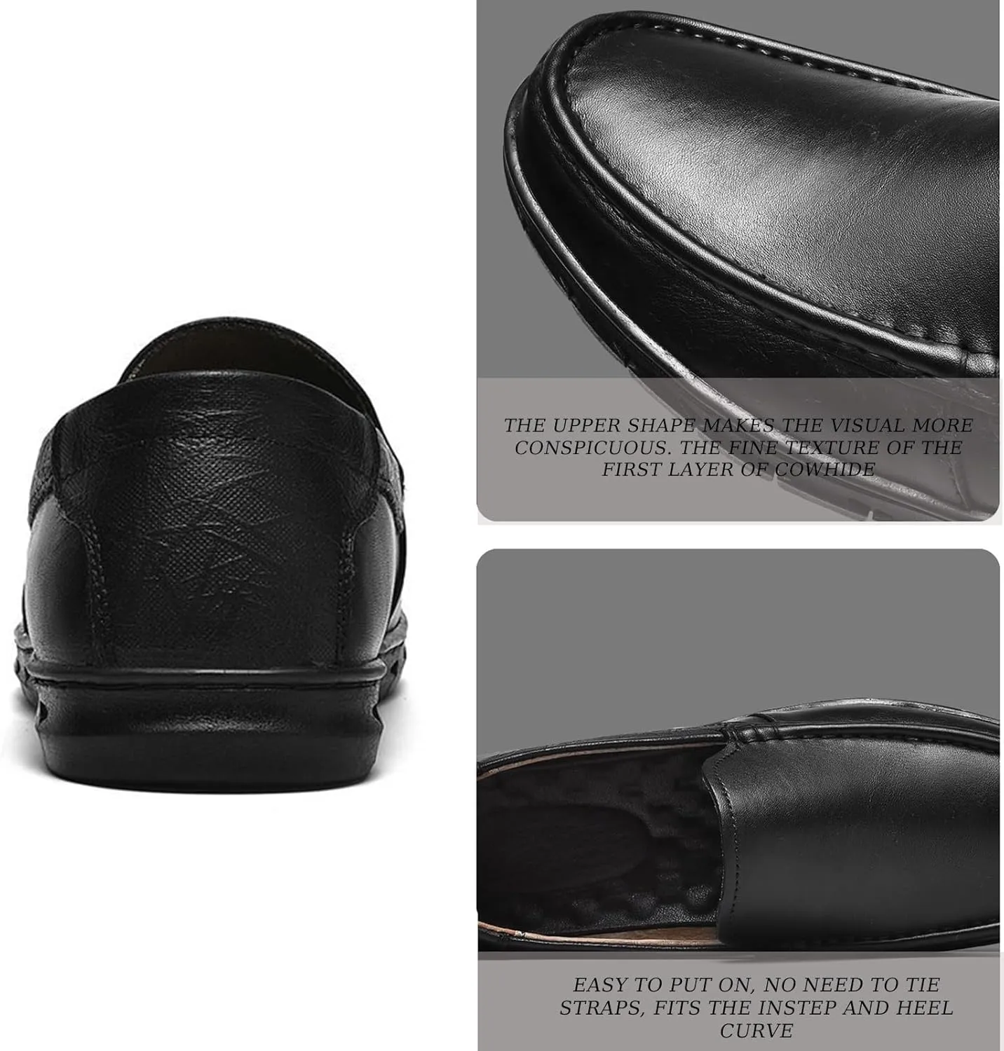 Men's Slip-On Driving Loafers Comfortable Leather Soft Sole Non-Slip Business Casual Flat Loafers Work Meeting Formal Shoes