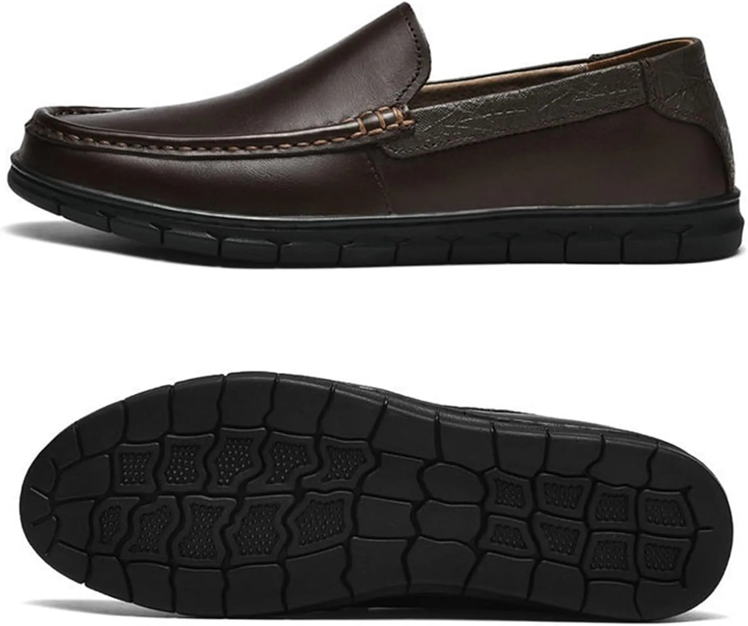 Men's Slip-On Driving Loafers Comfortable Leather Soft Sole Non-Slip Business Casual Flat Loafers Work Meeting Formal Shoes