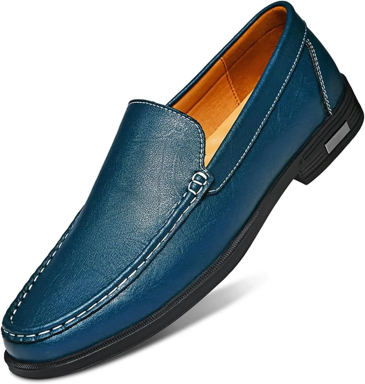 Mens Summer Genuine Leather Slip-on Loafers Casual Hollow Breathable Comfort Penny Loafers Shoes Soft Sole Flat Dress Driving for Men