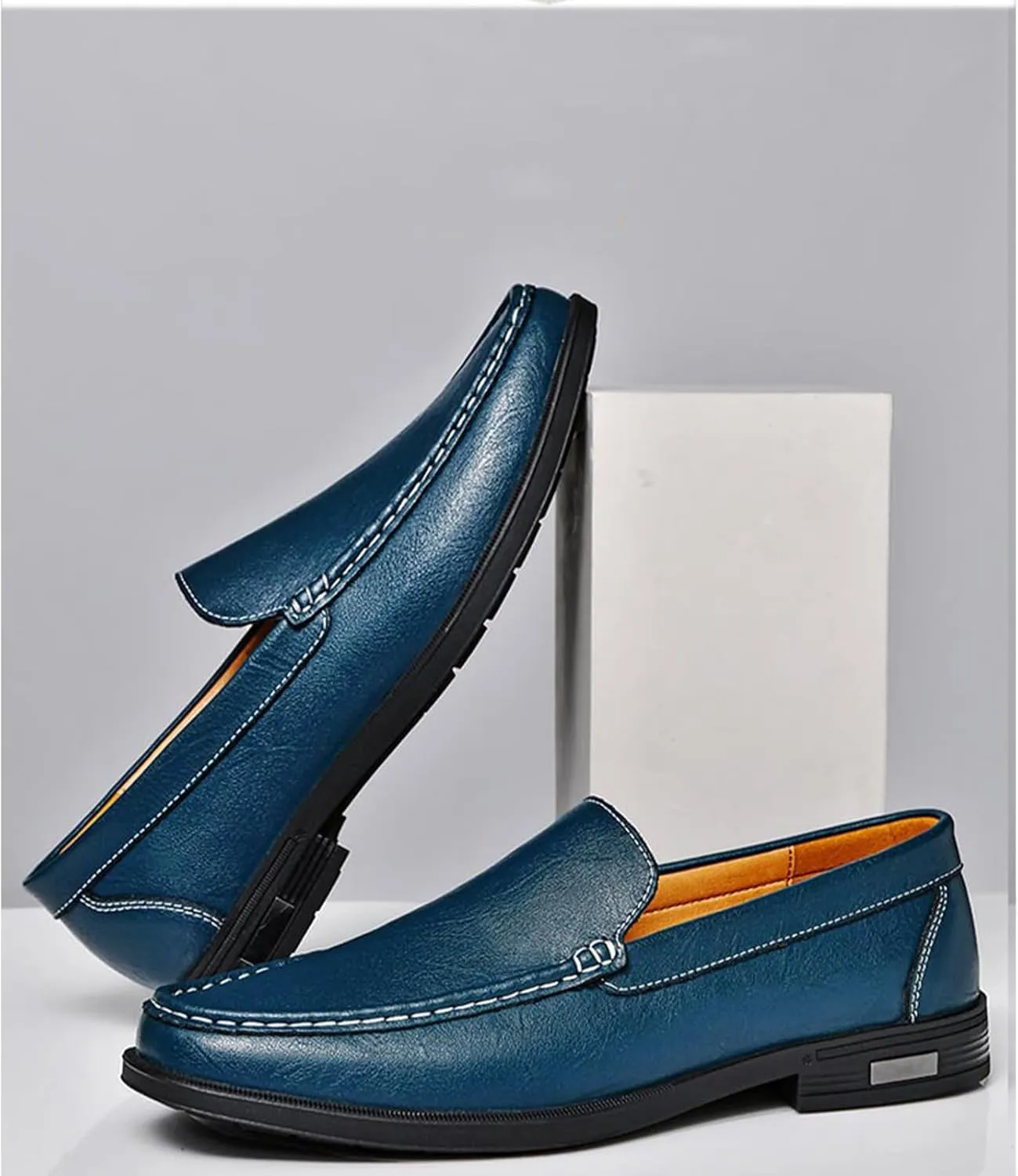 Mens Summer Genuine Leather Slip-on Loafers Casual Hollow Breathable Comfort Penny Loafers Shoes Soft Sole Flat Dress Driving for Men